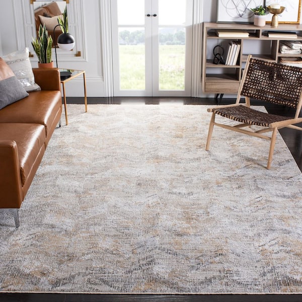 Princeton 9 ft. x 12 ft. Ivory/Gray Chevron Distressed Area Rug