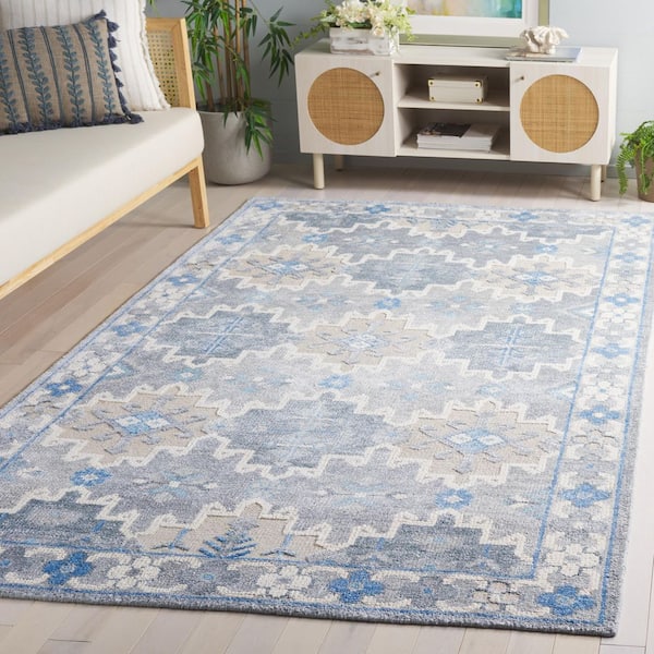 Paseo 8 ft. x 10 ft. Blue Geometric Diamond Area Rug