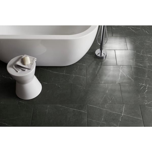 Nero Marquina 12 in. x 24 in. Matte Porcelain Stone Look Floor and Wall Tile (16 sq. ft./Case)