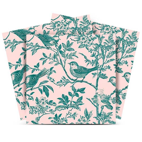 MI ALMA Green and Pink L 71 7 in. x 7 in. Vinyl Peel and Stick Tiles (24-Pack, 8.17 sq. ft.)