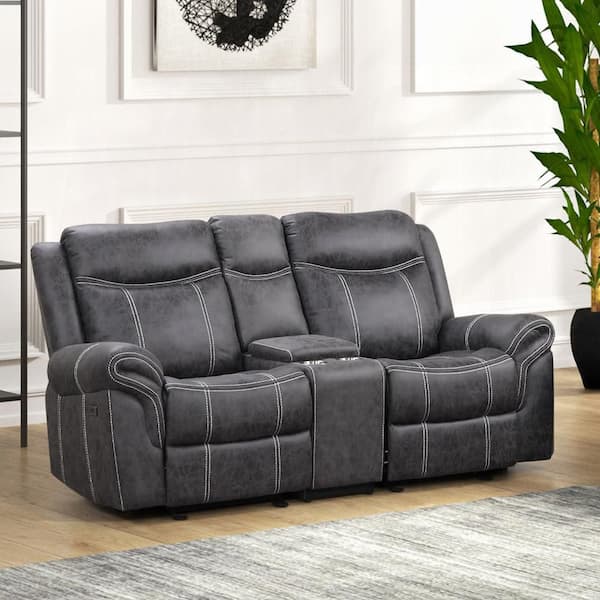 Zubaida 75 in. Solid Microfiber 2-Seater Loveseat in Dark Gray Polish