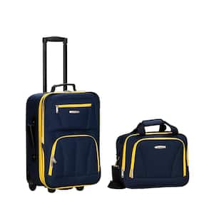 Fashion Expandable 2-Piece Carry On Softside Luggage Set, Navy