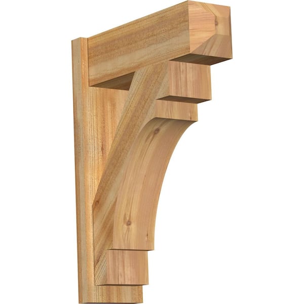 Ekena Millwork 8 in. x 32 in. x 24 in. Merced Craftsman Rough Sawn Western Red Cedar Outlooker