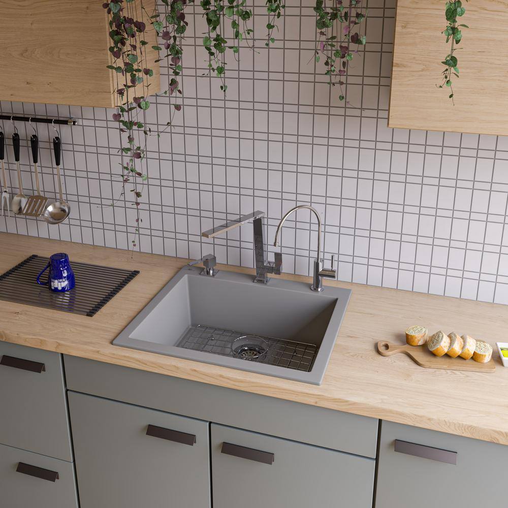 Alfi Brand AB2420DI-T 23.63'' L Drop-In Single Bowl Granite Kitchen Sink