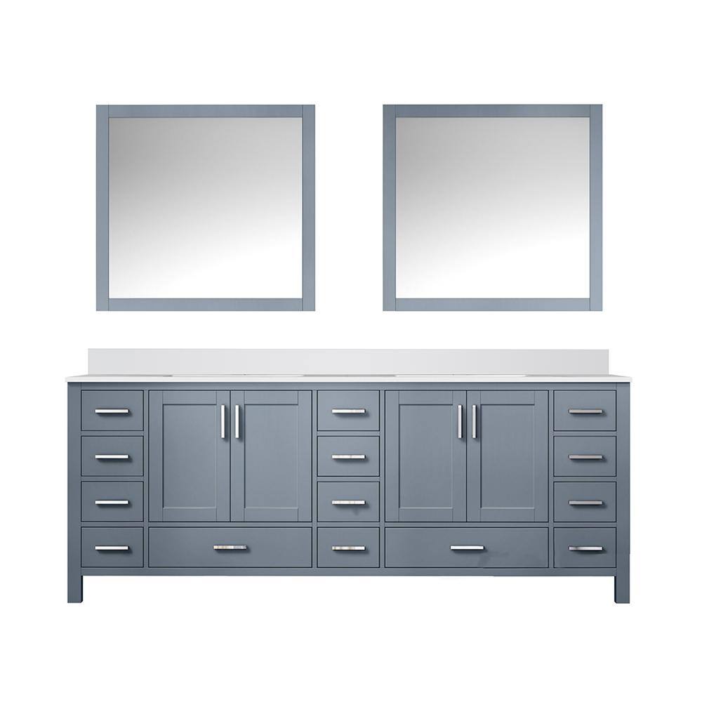 Jacques 84" Dark Grey Double Bath Vanity with White Quartz Top