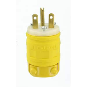 15 Amp 250-Volt Dustguard Industrial Grade Grounding Plug, Yellow