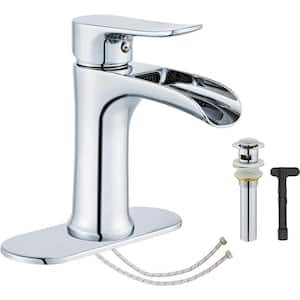 Chrome Bathroom Faucet, Waterfall Bathroom Faucet Chrome, Pop Up Drain Bathroom Sink Faucet, Word Bath Accessory Set