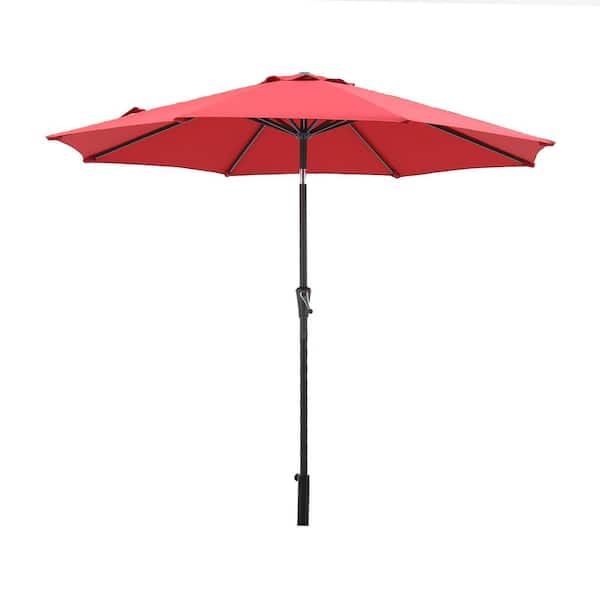 Cesicia Outdoor 9 ft. Steel Market Patio Umbrella in Wine Red (Not Included Stand)