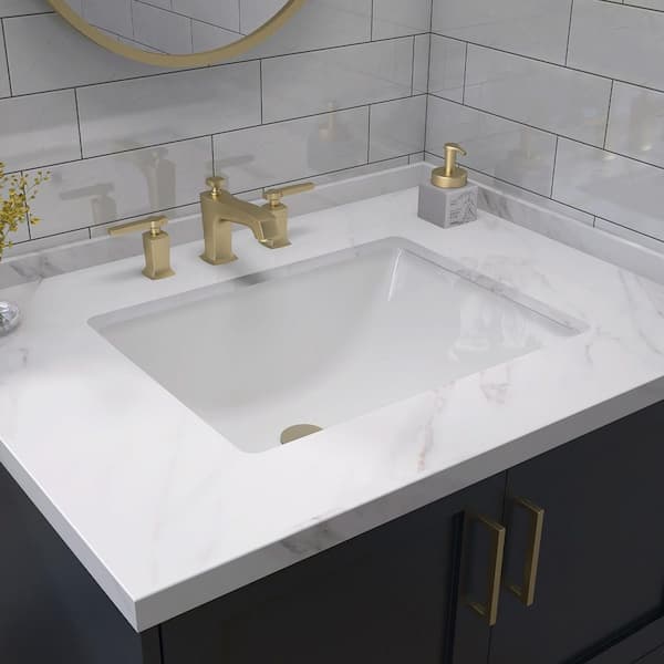 Zeafive 18 in. L Rectangular Bathroom Sink in White Ceramic