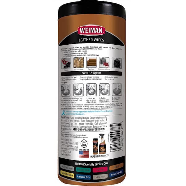Weiman Stainless Steel Wipes and Leather Wipes - Clean and Polish  Appliances for a Brighter and Longer Shine - Clean, Condition and Restore  Leather