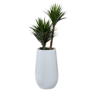 42 in. H Date Palm Artificial Plant with Realistic Leaves and White Fiberglass Pot