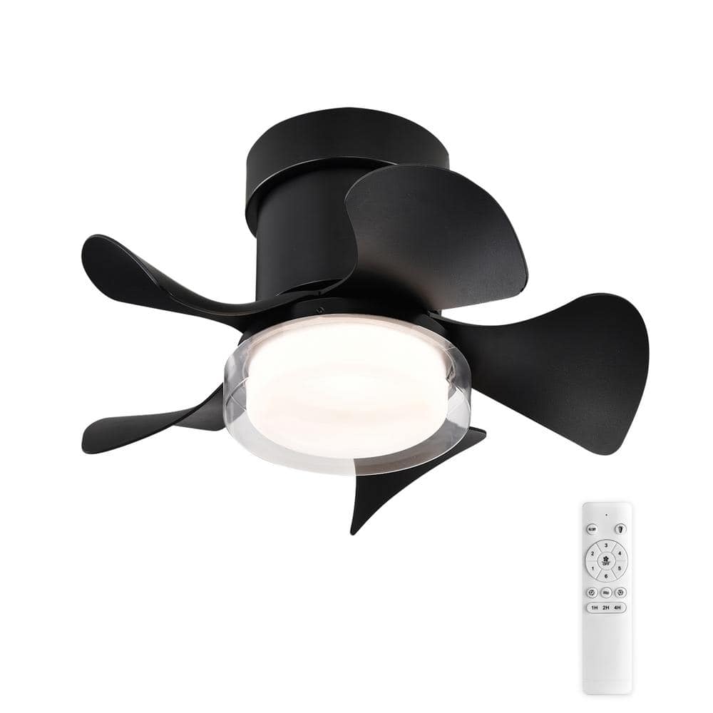 21 in. Indoor Black Ceiling Fan with Light and Remote Control 5 Blades Reve