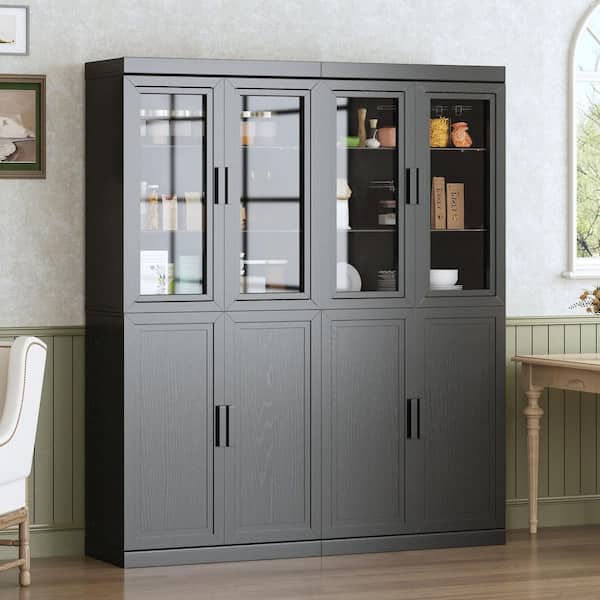 Black Wood 31 in. W x 72 in. H Classic Kitchen Pantry Cabinet with Doors and Adjustable Shelves