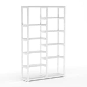 Hamilton 70.9 in. White Wood 10-Shelf Etagere Bookcase with Open Back