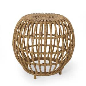 Ottawa Light Brown Round Faux Rattan Outdoor Patio Side Table