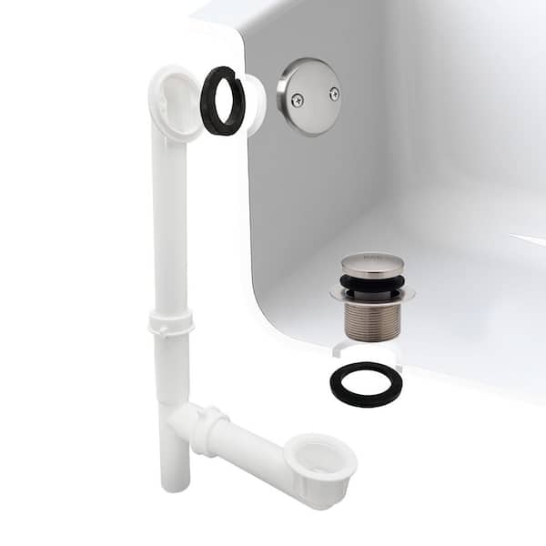 1-1/2 in. Poly Adjustable Tip-Toe Bath Waste and Overflow, Satin Nickel