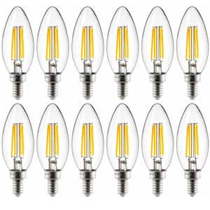 40-Watt Equivalent B11 Dimmable Candle Clear Glass Filament Vintage Edison LED Light Bulb in Warm White (12-Pack)