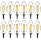 40-Watt Equivalent B11 Dimmable Candle Clear Glass Filament Vintage Edison LED Light Bulb in Warm White (12-Pack)