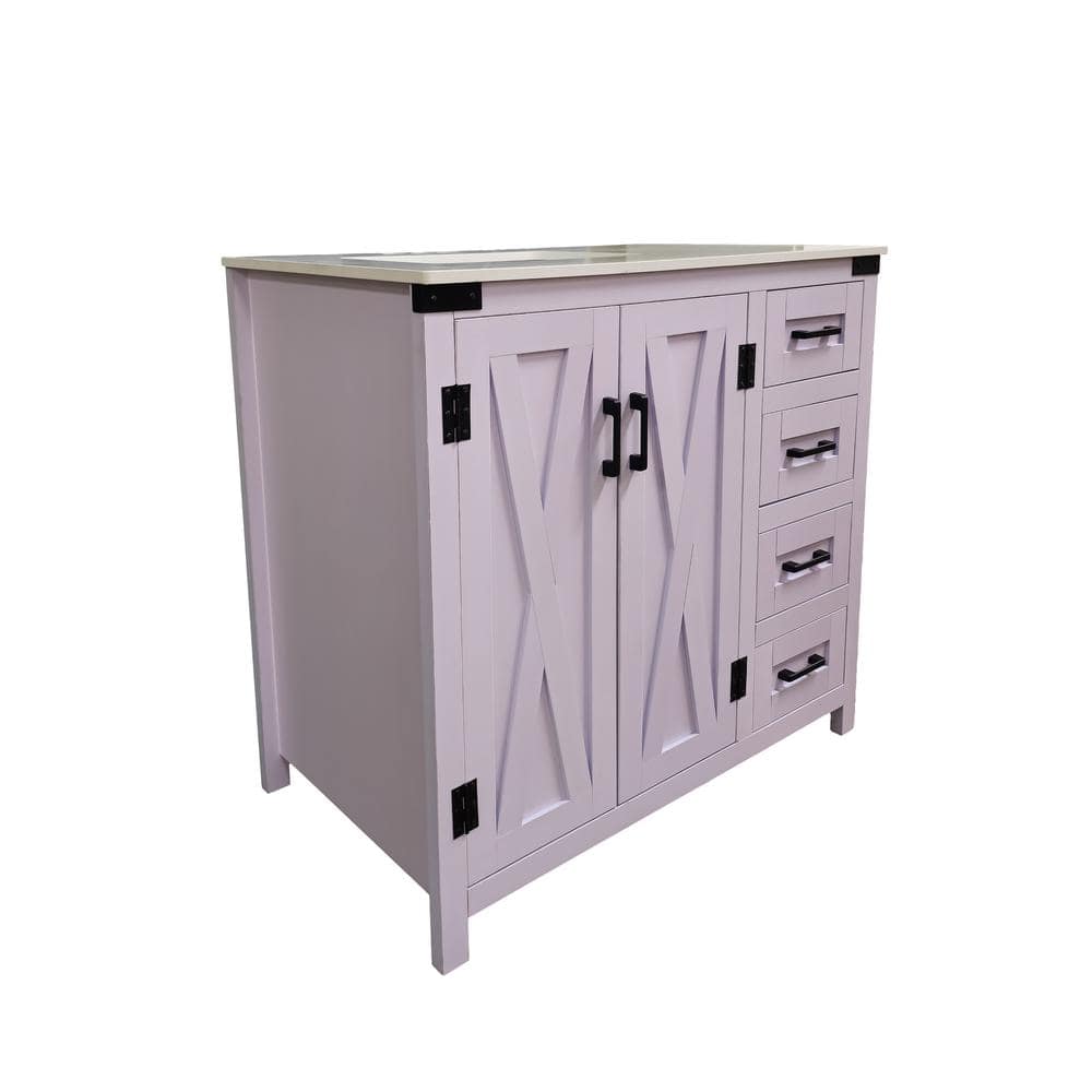 Salerno 36" White Lilac MDF Vanity with Cultured Marble Top