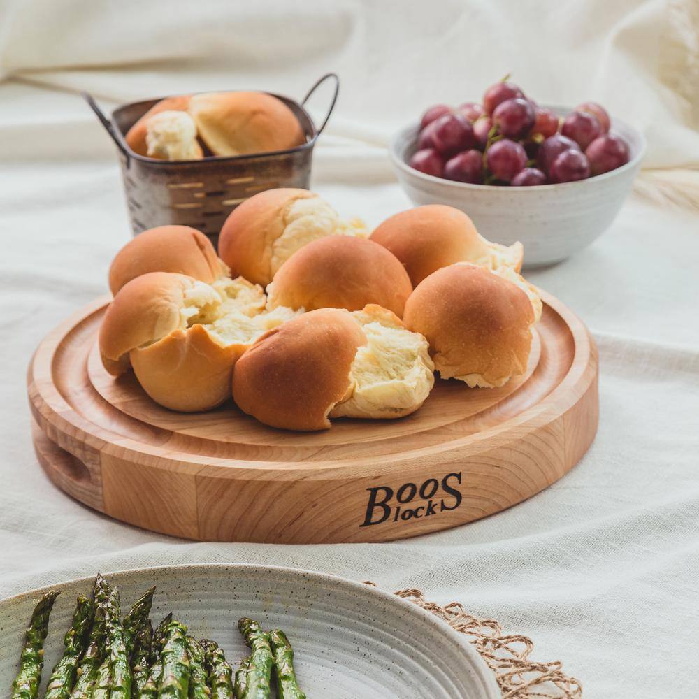 Maple Wood Round Cutting Board with Juice Groove, 15" Diameter