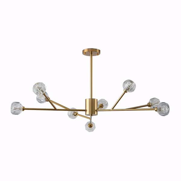 FIRHOT 9-Light Golden Branch Chandelier for Living Room, Kitchen Island with No Bulbs Included