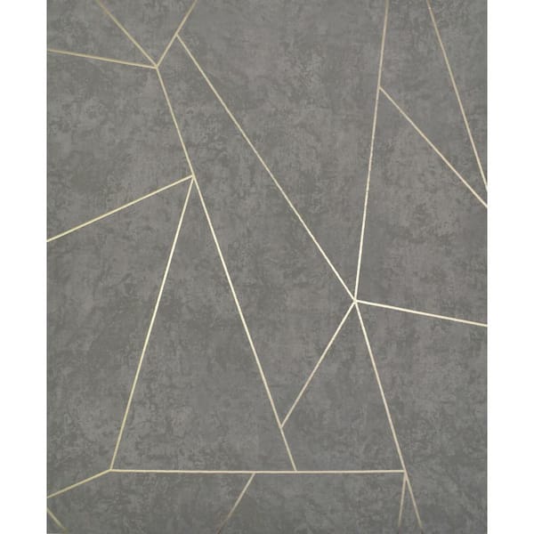 56.9 sq. ft. Dark Grey/Gold Nazca Wallpaper