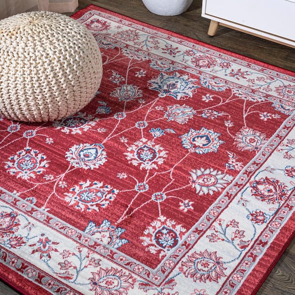 flygtninge behandle kampagne JONATHAN Y Modern Persian Vintage Moroccan Traditional Red/Ivory 5' Square  Area Rug MDP101F-5SQ - The Home Depot