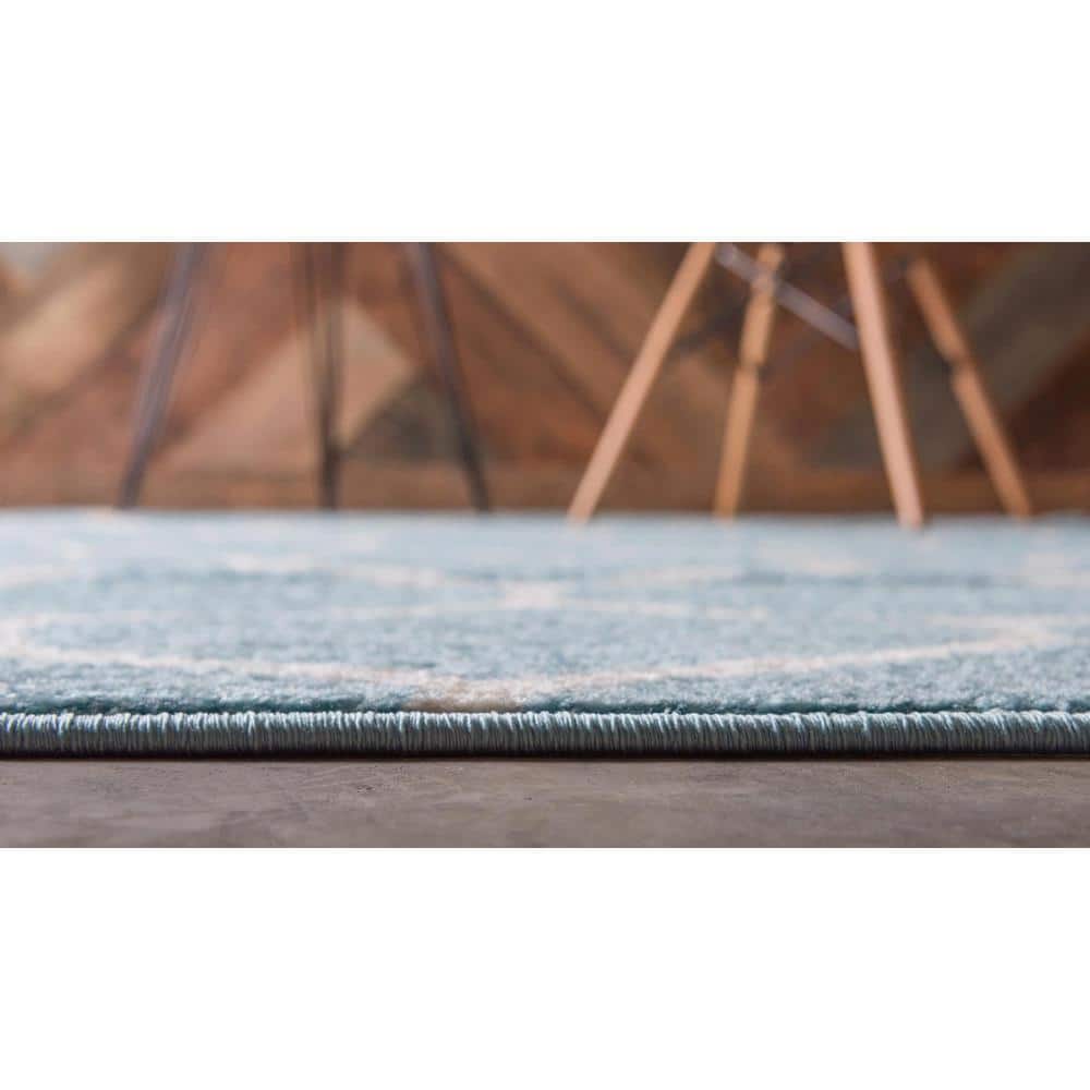 Trellis Frieze Light Blue & Ivory Geometric Area Rug (8' x 11')