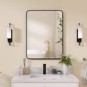 24 in. W x 32 in. H Large Rectangular Framed Aluminum Vertical/Horizontal Wall Mounted Bathroom Vanity Mirror in Black