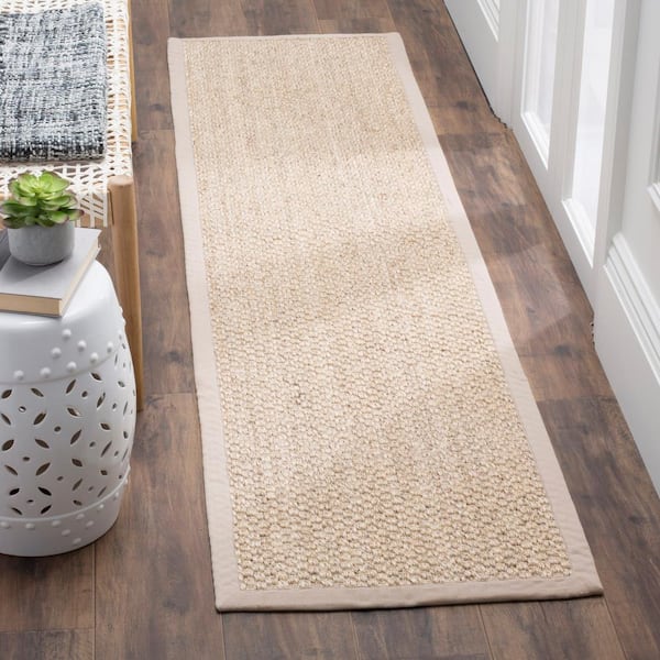 Natural Fiber Marble 2 ft. x 6 ft. Border Runner Rug