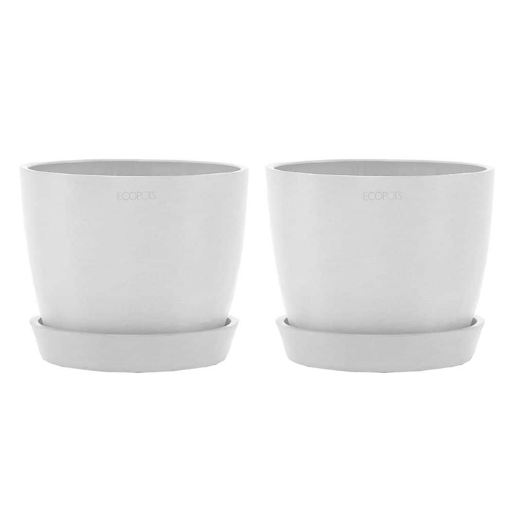 Sustainable in. Depot BY Home Planter White O ECOPOTS Premium with 6 STLH6PW Stockholm Saucer - Plastic Pure TPC (2-Pack) The