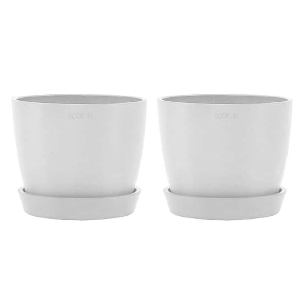 6 (2-Pack) Depot O Stockholm The Plastic Home Planter STLH6PW ECOPOTS Saucer White Premium - Sustainable with Pure BY TPC in.
