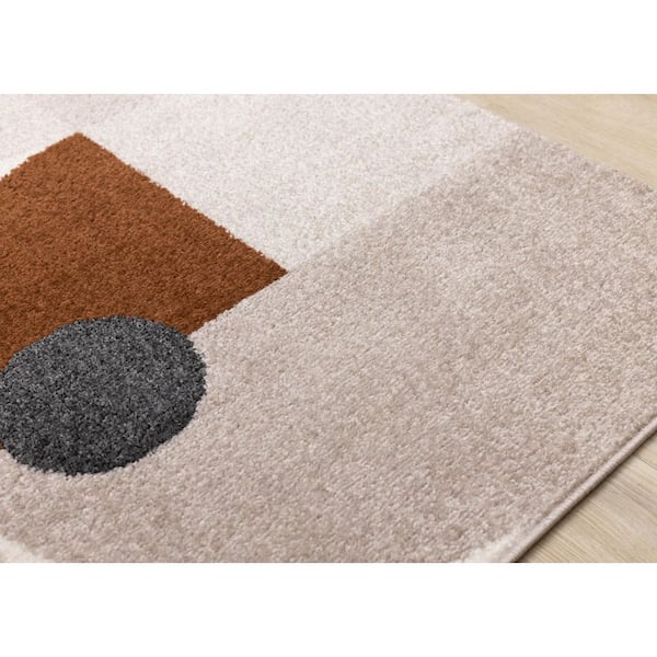 Eluna Collections 5 ft. x 8 ft. Beige Geometric, Tonal/Solid Indoor Area Rug