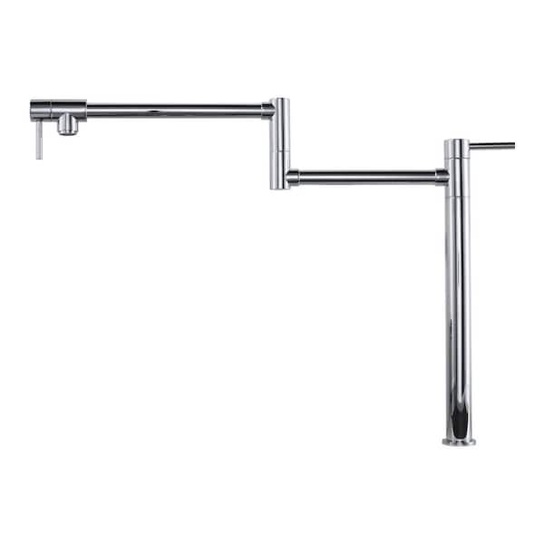 VEVETTA Deck Mounted Pot Filler with Double Handle in Polished Chrome