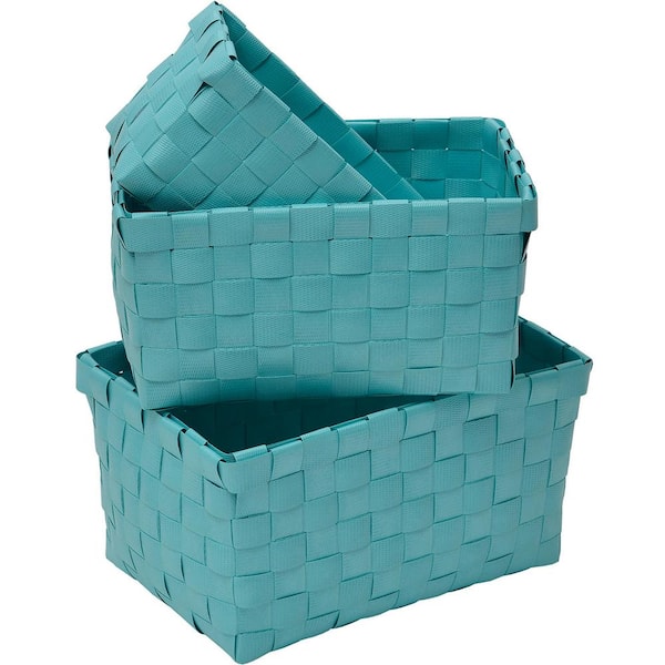 EVIDECO French home goods 4.2 in. H x 5.3 in. W x 7.8 in. D Blue Plastic Cube Storage Bin