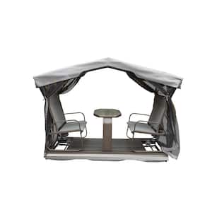 4-Seat Outdoor Glider Benches with Canopy, Retro Metal Glider Chair with Aluminum Frame, Patio Swing Chair