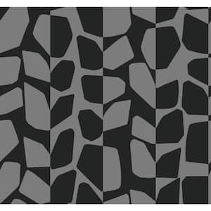 60.75 sq.ft. Metallic Black Primitive Vines Wallpaper