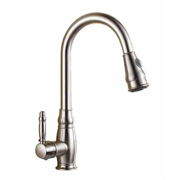 Maincraft Single Handle Pull Down Sprayer Kitchen Faucet in Brushed Nickel