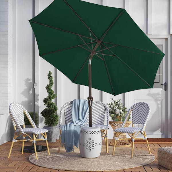 9 foot patio umbrella dark green JEAREY 9 ft. Outdoor Market Patio Umbrella with Hand Crank Lift in Dark  Green ZZS-9-DGN
