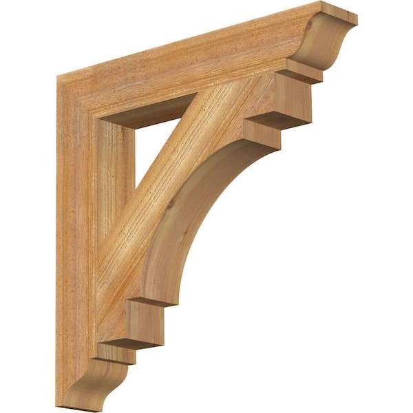Ekena Millwork 4 in. x 24 in. x 24 in. Western Red Cedar Merced Traditional Rough Sawn Bracket