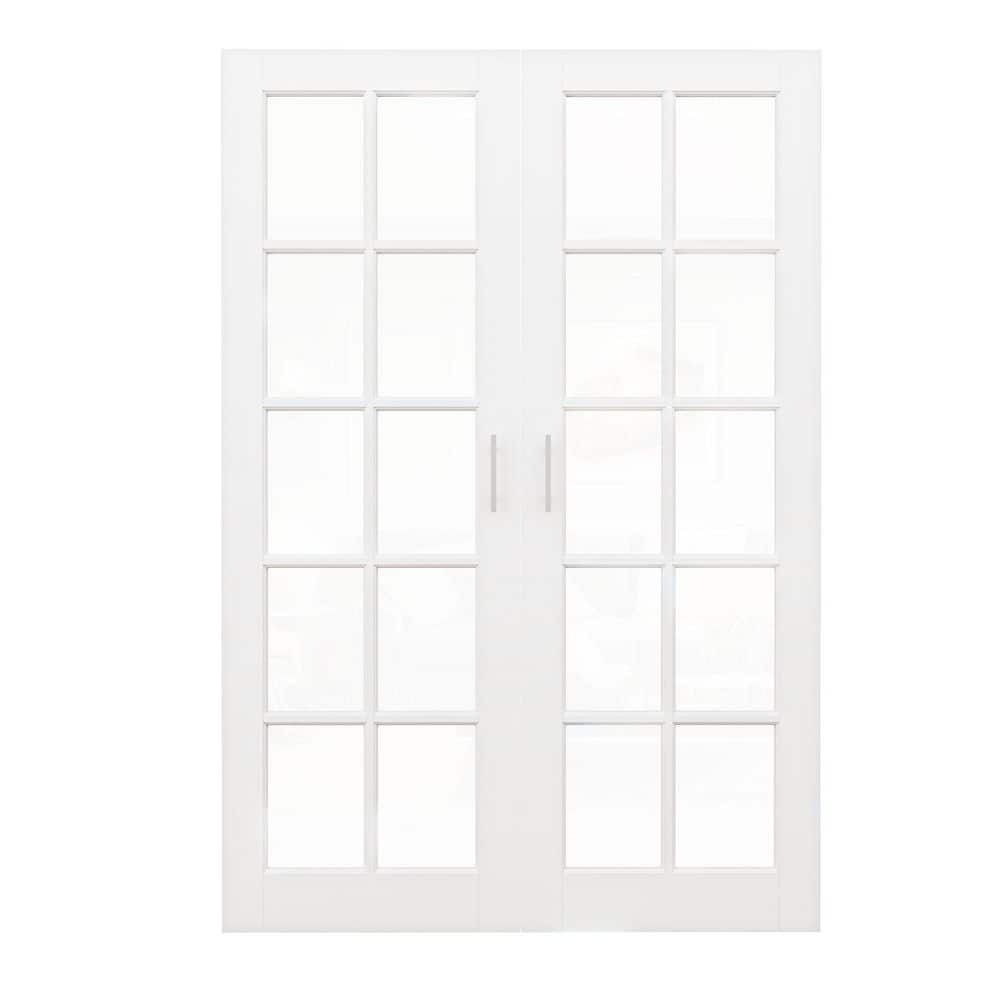 60 in. x 80 in. 10 Lite Decor Clear Glass Solid Core French Doors Without Jamb Double Interior Door Slab with Ball Catch price history on PriceWatchPro
