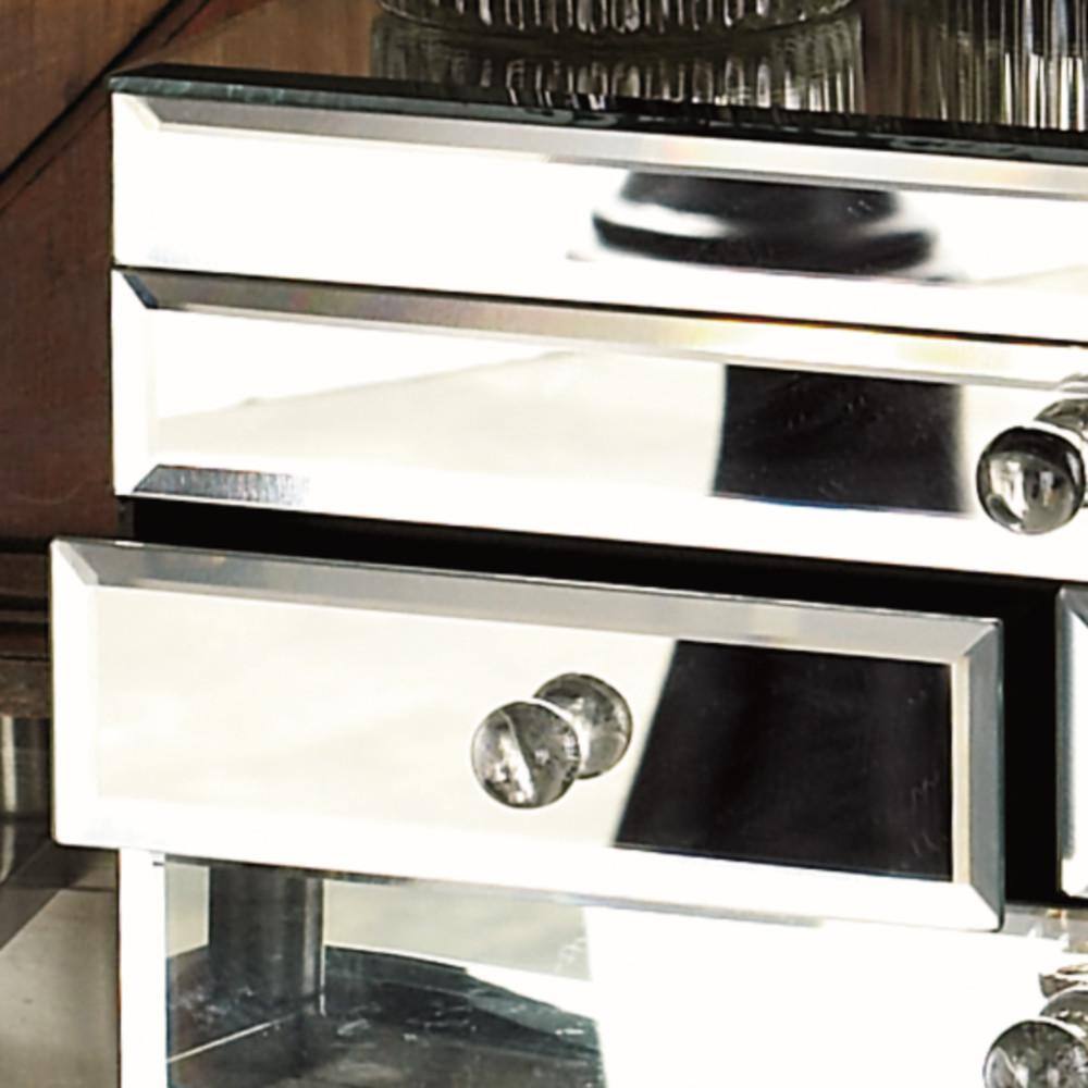 Silver Mirrored Glass 4-Drawer Jewelry Box