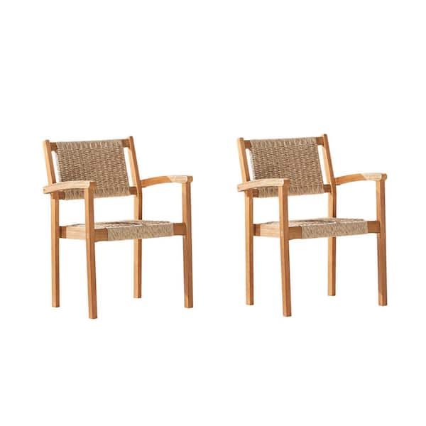 Willit Brown Wood Outdoor Dining Lounge Chair (Set of 2)