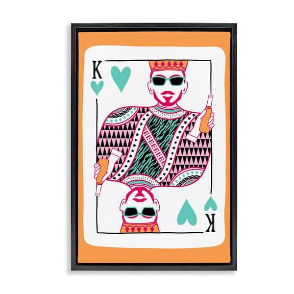 King of Hearts and Drink by JJ Design House LLC Black Floater Frame People Graphic Art Print 31 in. x 21 in.