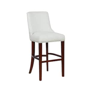 Trapp 31.5 in. Espresso High Back Wood Bar Stool with Natural Fabric Seat