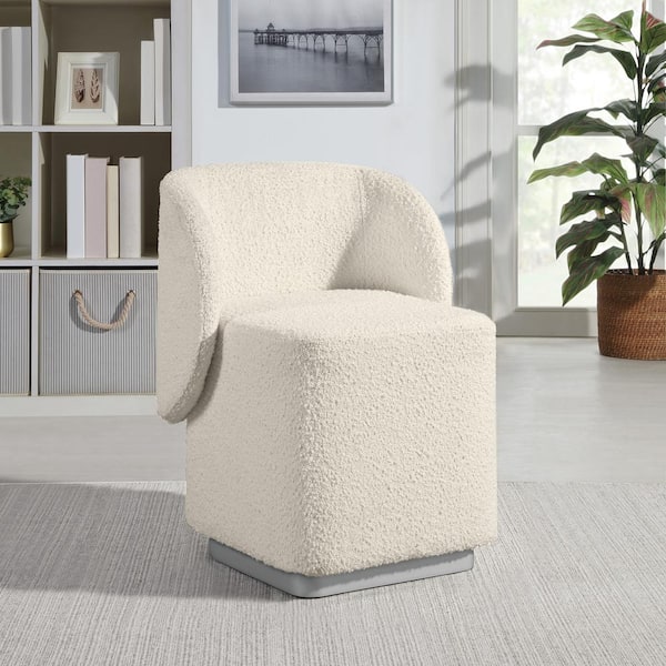 OSP Home Furnishings Cady Vanity Chair in Textured Cream Fabric Fully Assembled