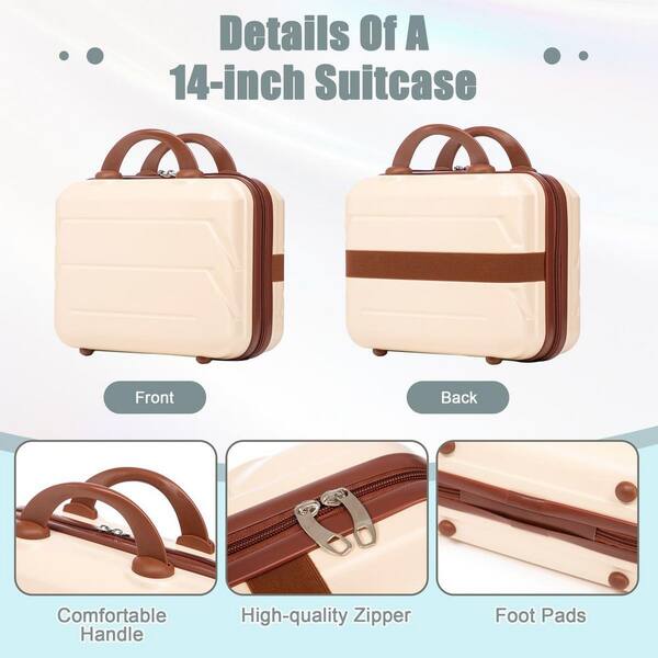 LIVACA 2-Piece Beige ABS Plastic Hardside Spinner Luggage Set with
