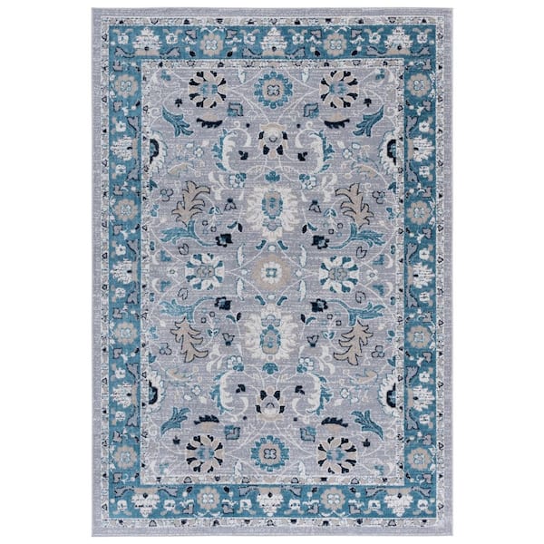 SAFAVIEH Bayside 9 ft. x 12 ft. Blue/Gray Traditional Floral Area Rug