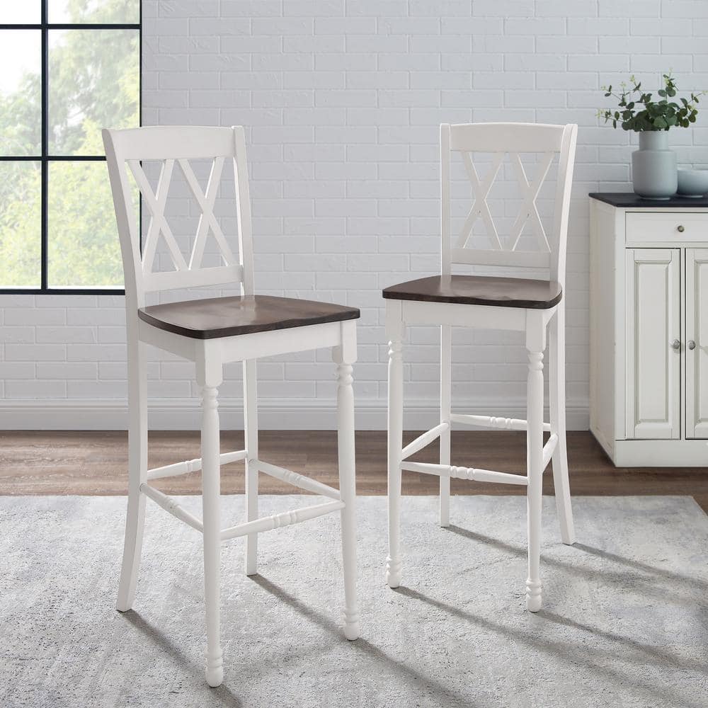 Shelby 47.5" White Wood Double X Bar Stool Set