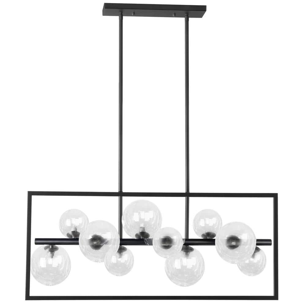 Dainolite Glasgow 10Light Matte Black Shaded Pendant Light with Clear